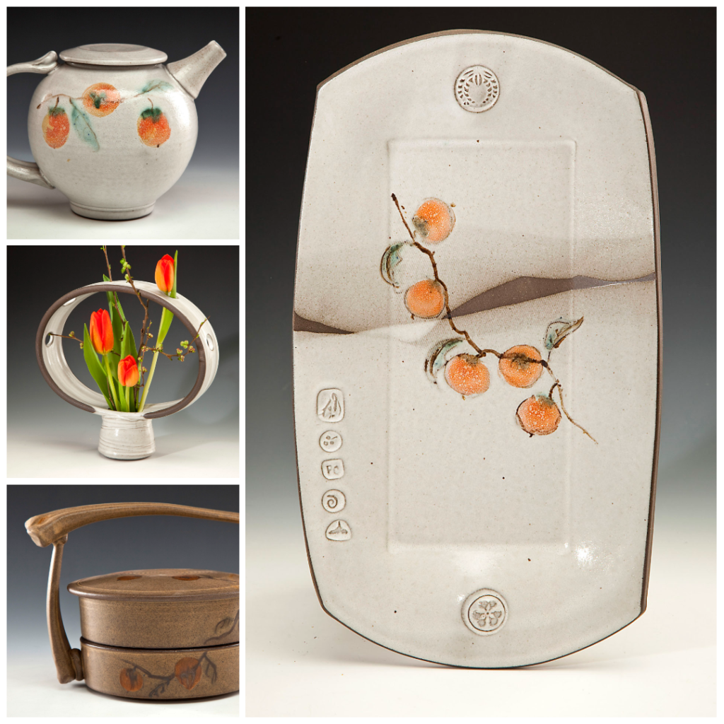 Collage of Pam Cummings pottery